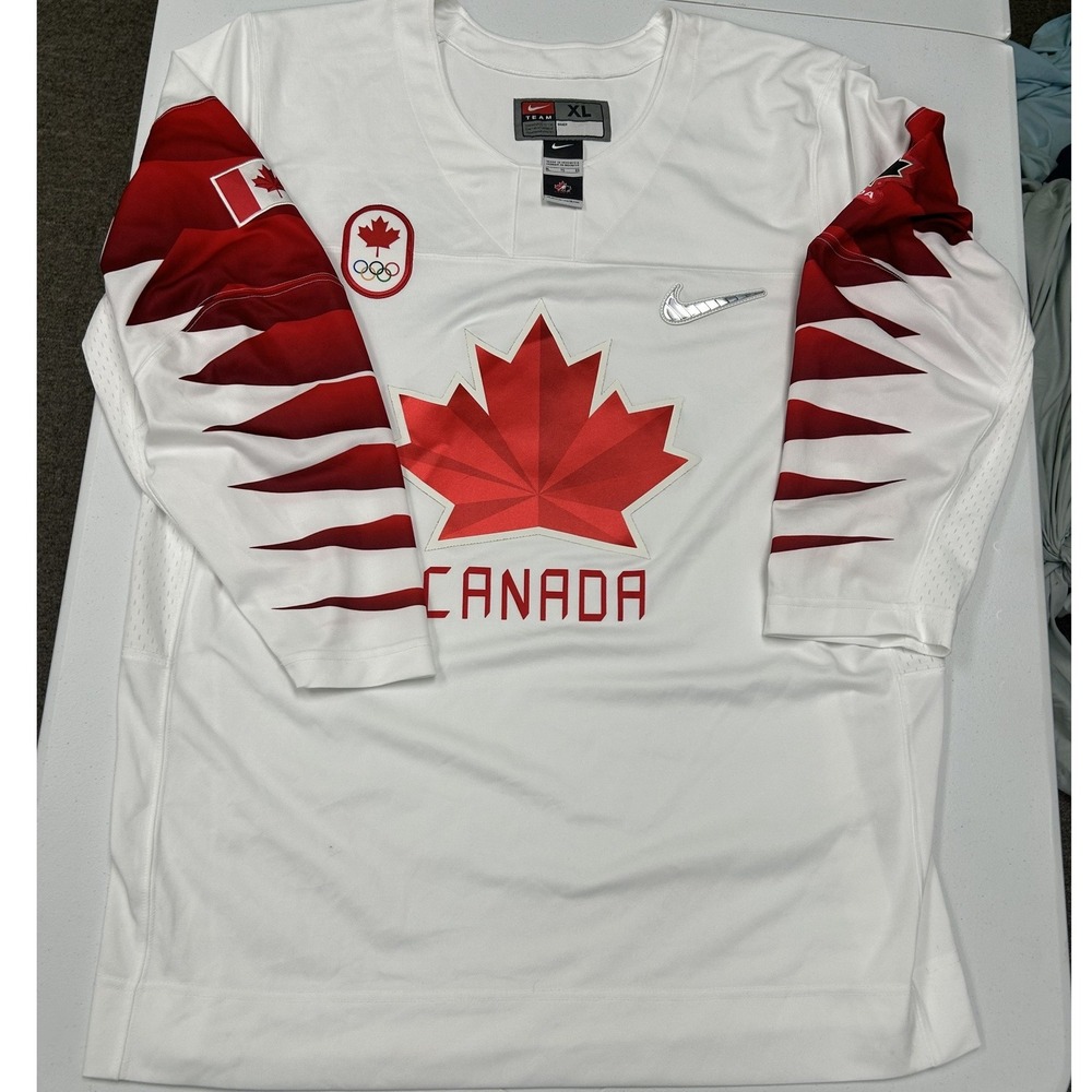 Nike Hockey Jersey Mens XL White Excellent Team Canada Olympic Maple Leaf Logo
